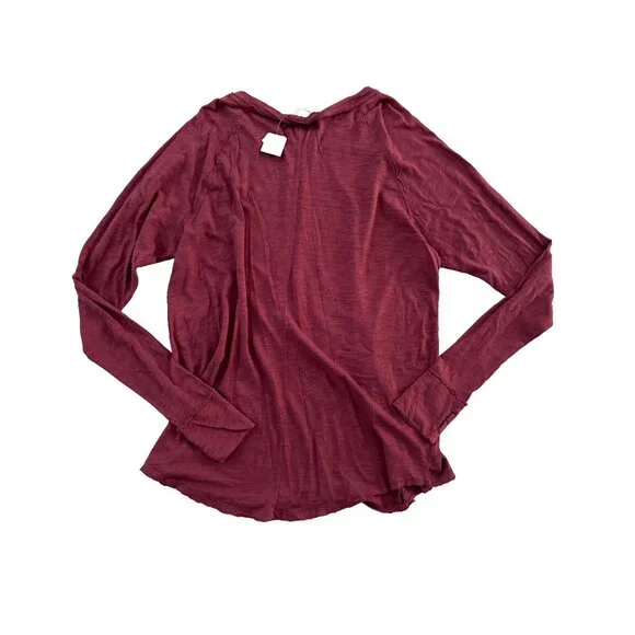 ⭐️Host Pick⭐️ NWT Free People Arden Burgundy Long Sleeve Tee - Picture 5 of 5